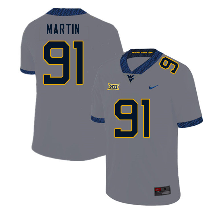 Men #91 Sean Martin West Virginia Mountaineers College Football Jerseys Sale-Gray